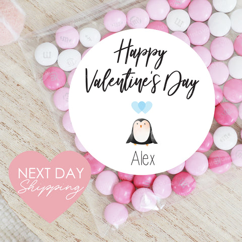 Penguin Happy Valentine's Day Labels