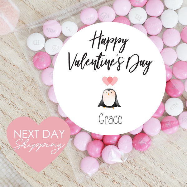 Penguin Happy Valentine's Day Labels